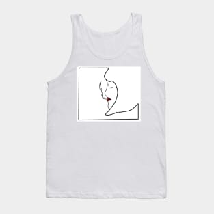 Minimalist Smoking Lady Line Art (White) Tank Top